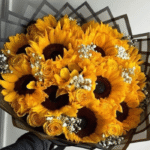 Radiant Golden Sunflower & Rose Bouquet