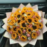 Radiant Sunshine Sunflower & Pink Rose Bouquet