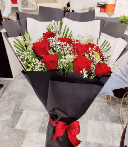 Midnight Romance Red Rose Bouquet
