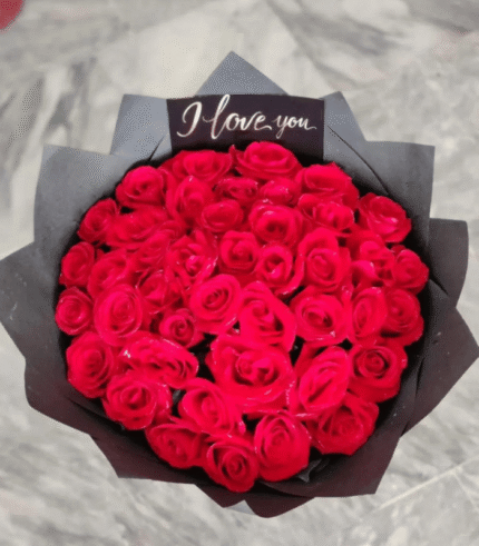 Classic Red Rose Bouquet in Black Premium Wrap