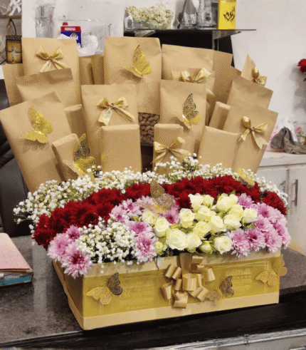 Golden Elegance Flower & Gift Box