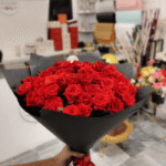Premium Velvet Red Rose Bouquet in Signature Black Wrapping