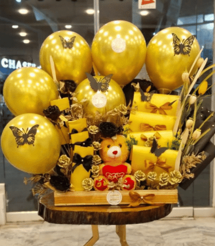 Gold & Black Luxury Surprise Hamper with Teddy Bear