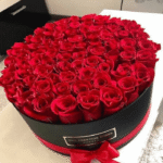 Luxurious Red Rose Box Arrangement in Black Velvet Finish