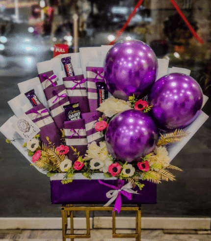 Royal Purple Chocolate & Balloon Bouquet