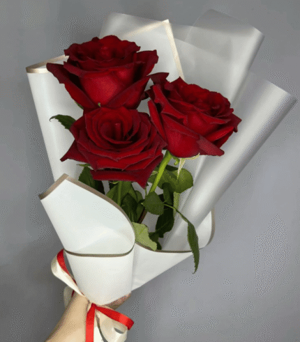 Elegant Trio of Deep Red Roses