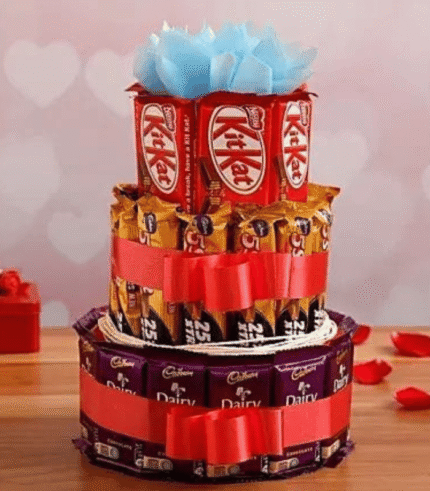 Three-Tier Chocolate Bar Tower with KitKat & Cadbury