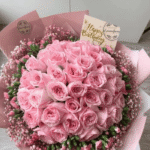 Premium Pink Rose & Baby’s Breath Birthday Bouquet