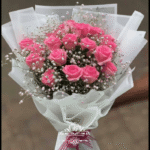 Elegant Pink Rose Bouquet with Baby's Breath