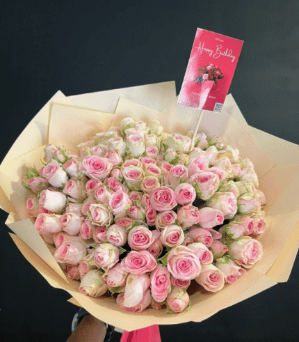 Premium Pink & White Spray Rose Birthday Bouquet