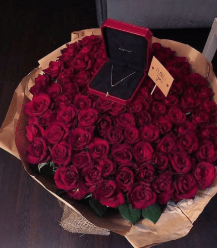Premium Red Rose Bouquet with Luxury Jewelry Box