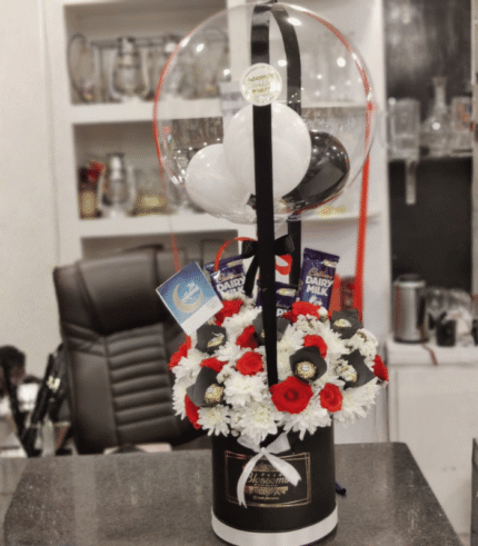 Eid Mubarak Chocolate & Floral Box with Balloon Topper