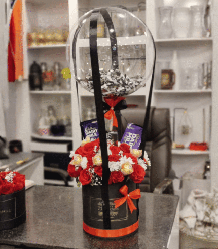 Premium Hot Air Balloon Flower & Chocolate Box