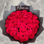 Classic Crimson Rose Bouquet with "I Love You" Note