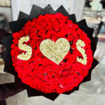 Premium Red Rose Heart & Initials Bouquet