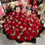 Massive 100 Red Roses Premium Bouquet with Baby’s Breath