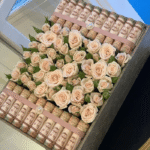 Premium Rose & Currency Gift Box with Pink Ribbon