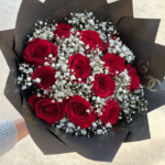 Midnight Velvet Red Rose & Baby’s Breath Bouquet